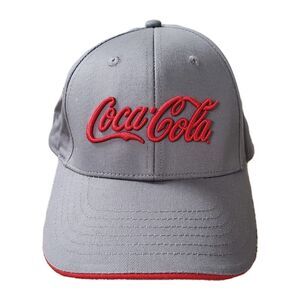 K-Products Coca-Cola Embroidered Gray 100% Cotton Adult Strapback Hat Cap